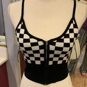 Debut Black and White Checkered Tank Top